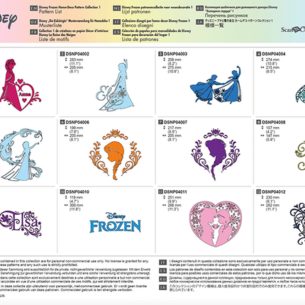 Brother ScanNCut Disney Frozen Home Deco Design Collection CADSNP04