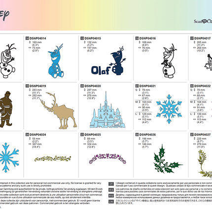 Brother ScanNCut Disney Frozen Home Deco Design Collection CADSNP04